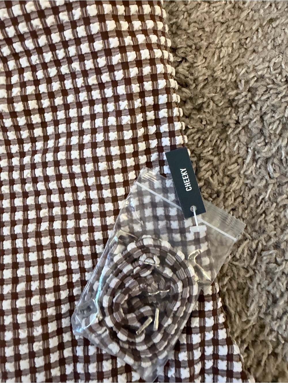 NWT Abercrombie & Fitch Brown Gingham One-Piece Swimsuit - Picture 2 of 4